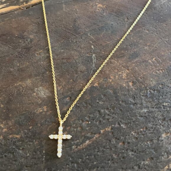 Neiman Marcus 14K Gold Plated Faith Cross Necklace - Picture 2 of 3